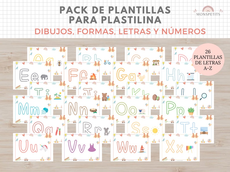 Pack Plantillas para Plastilina, Formas, Letras, Dibujos, Números, Imprimible, Español, Català, Descarga Digital, Educación, Homeschooling zdjęcie 6