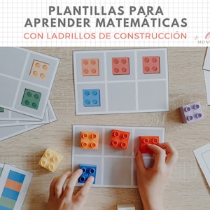 Matemáticas con Ladrillos de Construcción, 24 pág, Plantilla Imprimible, Números, Lógica, Español, Descarga Digital, Educación Homeschooling