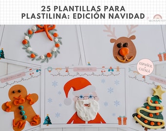 Plantillas Plastilina Navidad, Christmas Play Dough Mats, Manualidad, Actividad Preescolar, Homeschooling, Imprimible, Español, Català
