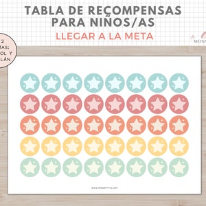 Tabla Recompensas para Niños/as, Imprimible A4, Español, Català, Goal Chart, Plantilla Descarga Digital, Educación, Homeschooling imagen 3