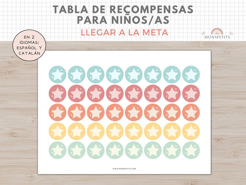 Tabla Recompensas para Niños/as, Imprimible A4, Español, Català, Goal Chart, Plantilla Descarga Digital, Educación, Homeschooling imagen 3