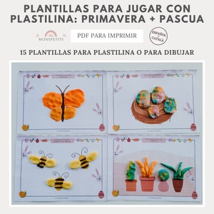 Plantillas Plastilina, Playdough Mats, Primavera Pascua, Dibujo, Imprimible, Educación Infantil, Descarga PDF, Español Català, Homeschooling imagen 1
