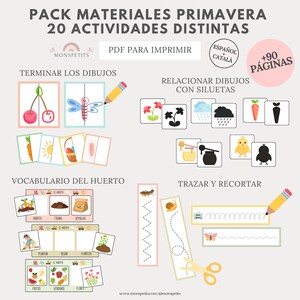 Mega Pack Materiales Primavera, 20 actividades, 90 páginas, Lectoescritura, Números, Imprimible, Español, Català, Educación, Homeschooling imagen 5