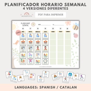 Planificador Horario Semanal, Imprimible Niños, Rutinas, Organización Familiar, Español, Català, Descarga Digital, Educación, Homeschooling