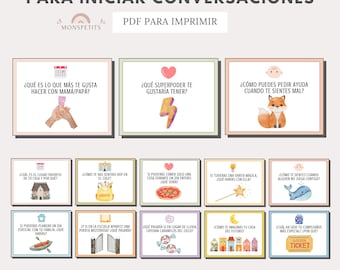 120 Tarjetas Iniciar Conversaciones, Vocabulario, Habla, Logopeda, Educación Infantil, PDF Imprimible, Aprendizaje, Español Català, Descarga