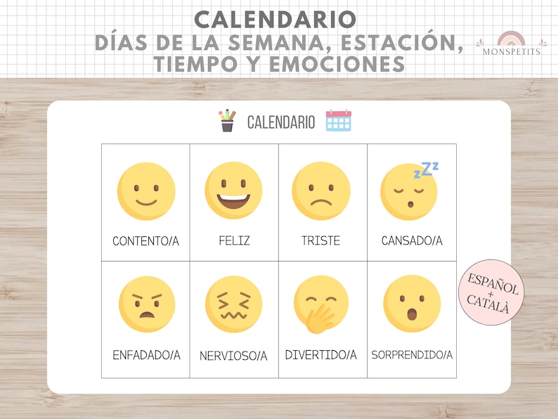 Calendario Días Semana, Estación, Tiempo, Emociones, Organización Niños, Español, Català, Asamblea, Rutinas y Hábitos, Educación Infantil imagen 5