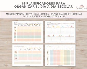 15 Plantillas Organización Escolar, Imprimible Planificación, Español, Catala, Menu, Horario Escolar, Cuidado Familiar, Agenda, Lista Compra