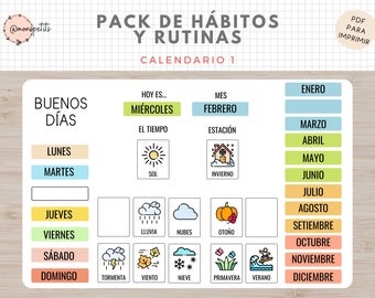 Pack Hábitos y Rutinas, Planificador Horario Niños, Organización, Español, Català, Imprimible Educativo, PDF Descarga Digital, Homeschooling