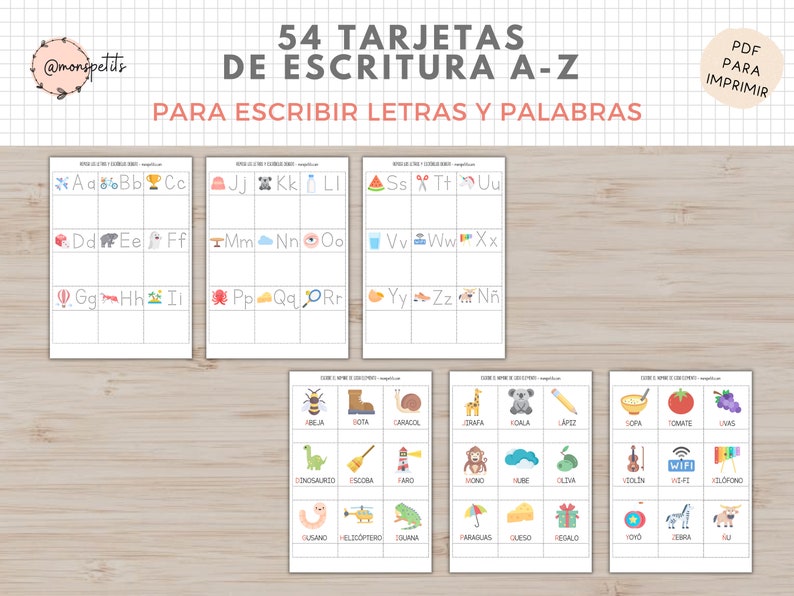 54 Tarjetas Escribir Letras, Español y Catalán, Abecedario ...
