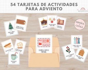 54 Tarjetas Actividades Calendario de Adviento, Imprimible Actividades Familia, Español, Català, Niños, Actividades Navidad, Descarga