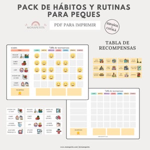 Pack Hábitos y Rutinas, Planificador Horario Niños, Organización, Español, Català, Imprimible Educativo, PDF Descarga Digital, Homeschooling imagen 5