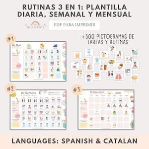 3en1 Imprimibles Rutinas Niños, Tareas, Hábitos, Calendario, PDF, Planificador Infantil, Español, Català, Descarga, Educación, Homeschooling