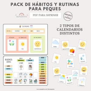 Pack Hábitos y Rutinas, Planificador Horario Niños, Organización, Español, Català, Imprimible Educativo, PDF Descarga Digital, Homeschooling imagen 2