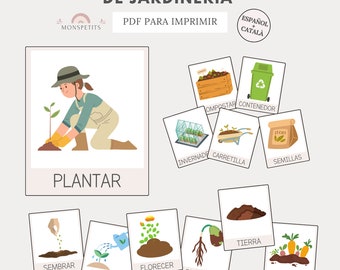 40 Flashcards Vocabulario Jardineria, Tarjetas Imprimibles, Huerto, Naturaleza, Árboles, Español, Català, PDF Educativo, Homeschooling