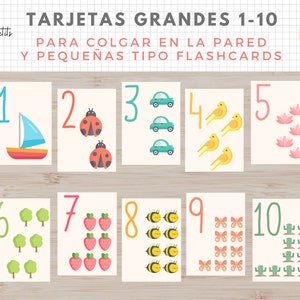 Tarjetas numeros 1-10 grandes para pared + flashcards numeros - Castellano / Español - Imprimible Educativo - Thuisonderwijs
