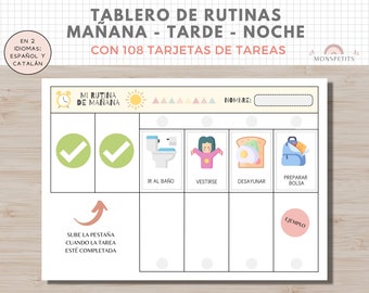 Tablero de Rutinas y Hábitos, Plantilla Imprimible, Planificador Infantil, Español, Català, Descarga Digital, Educación, Homeschooling