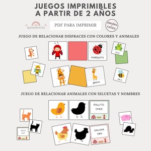 Juegos Imprimibles 2 Años, Aprendizaje Colores, Formas, Animales, Números, Educación Infantil, Descarga PDF, Español, Català, Enseignement à domicile image 2