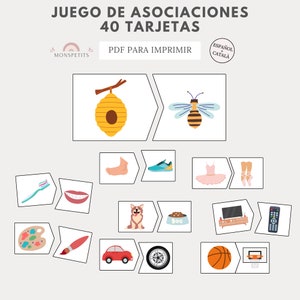 Gioco Associazioni, 40 Tarjetas, Imprimible, Imparare il vocabolario, Bambini, Educación Infantil, Scarica PDF, Español, Català, Homeschooling