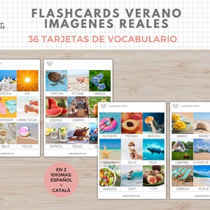 36 Flashcards Vocabulario Verano, Imágenes Reales, Imprimible Niños Español i Català, Homeschooling, Descarga digital, Actividades Educacion image 4