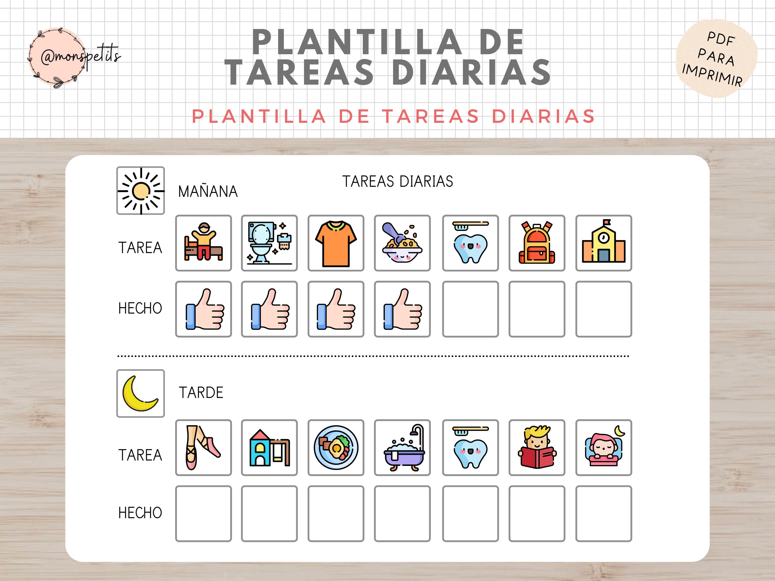 Plantilla De Tareas Diarias Español Hábitos Y Rutinas Para Etsy México