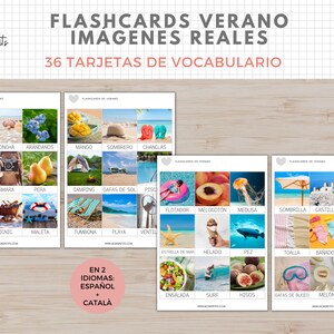 36 Flashcards Vocabulario Verano, Imágenes Reales, Imprimible Niños Español i Català, Homeschooling, Descarga digital, Actividades Educacion image 3