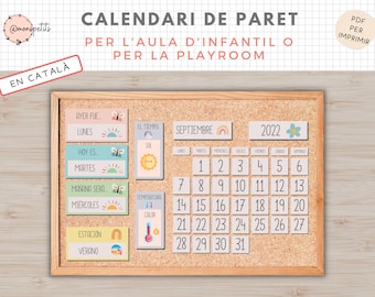 Calendari Gran de Paret - Aula Educacio Infantil o Playroom - Per a infants - Català - Imprimible Educatiu - Homeschooling