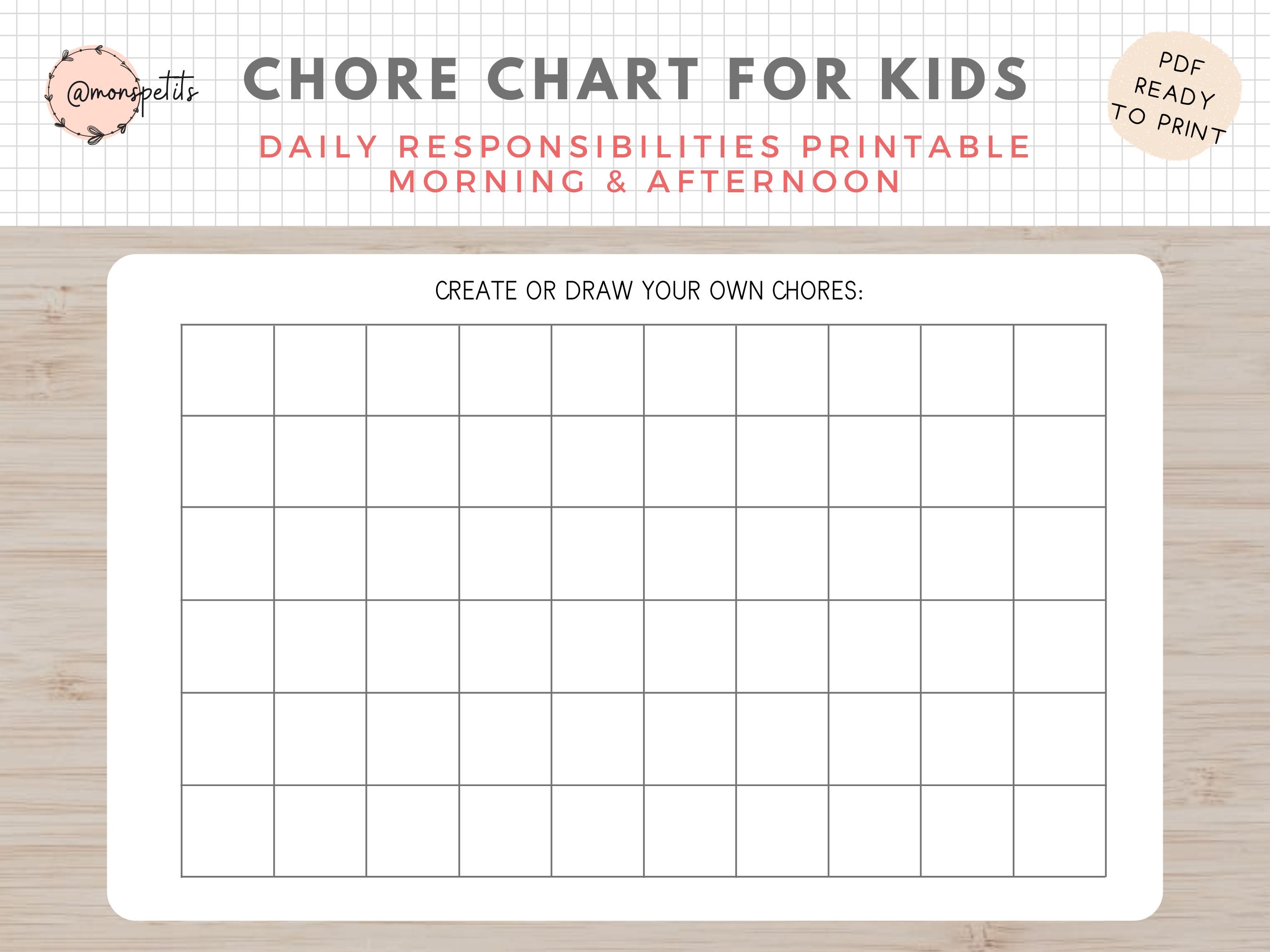 Kids Responsibilities Chart Daily Routine Printable - Etsy