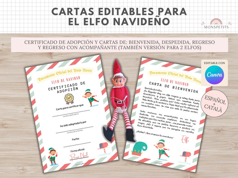 Cartas Editables Canva Elfo Navidad, Carta Bienvenida, Despedida, Christmas, Certificado Adopcion, Elf Props, Travesuras, Español, Català image 1