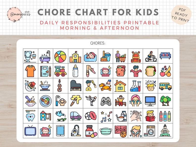 Kids Responsibilities Chart Daily Routine Printable - Etsy