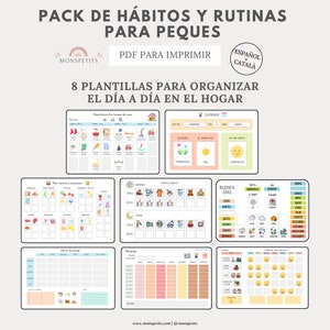 Pack Hábitos y Rutinas, Planificador Horario Niños, Organización, Español, Català, Imprimible Educativo, PDF Descarga Digital, Homeschooling