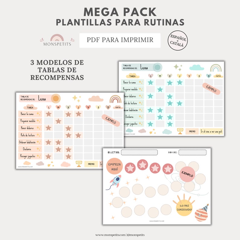 Mega Pack Plantillas Rutinas Niños, Imprimible PDF, Organización Familiar, Español, Català, Descarga Digital, Educación, Homeschooling imagen 4