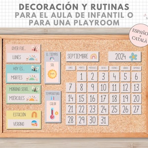Pack Decoración Aula Infantil o Playroom, Asamblea Mañanas, Español, Català, Imprimible Niños, Clase Educación Infantil, Descarga Digital