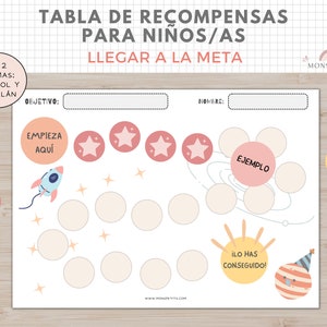 Tabla Recompensas para Niños/as, Imprimible A4, Español, Català, Goal Chart, Plantilla Descarga Digital, Educação, Homeschooling