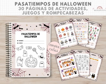 Pasatiempos Halloween, Juegos, Sopa Letras, Crucigramas, Actividades, Diferencias, Niños, Español, Català, Educación, Homeschooling