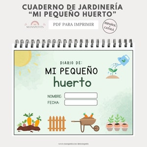 Cuaderno Jardineria Imprimible, Mi Pequeño Huerto, Registro de Plantas, Hojas, Árboles, Naturaleza, Vocabulario, Educación Infantil imagen 1