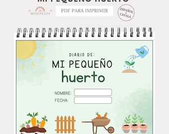 Cuaderno Jardineria Imprimible, Mi Pequeño Huerto, Registro de Plantas, Hojas, Árboles, Naturaleza, Vocabulario, Educación Infantil