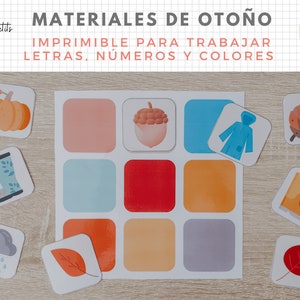 Materiales Otoño con Actividades de Números, Vocabulario, Letras, Colores, Español, Català, Imprimible Educativo, PDF Digital, Homeschooling imagen 1