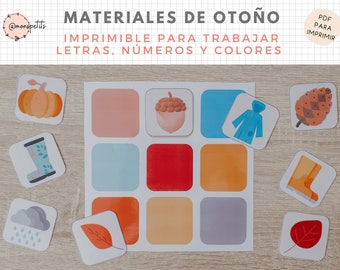 Materiales Otoño con Actividades de Números, Vocabulario, Letras, Colores, Español, Català, Imprimible Educativo, PDF Digital, Homeschooling