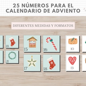25 Números Calendario Adviento, Números para Sobres, Cajas, Imprimible Navidad, Niños, Español, Educación, Descarga Digital, Homeschooling