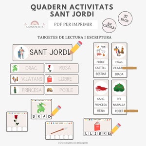 Quadern Sant Jordi Imprimible CATALÀ, Activitats Educació Infantil, Vocabulari, Lectoescriptura, Llegenda Diada, PDF Educatiu, Descarregable image 5