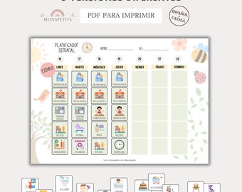 Planificador Horario Semanal, Imprimible Niños, Rutinas, Organización Familiar, Español, Català, Descarga Digital, Educación, Homeschooling