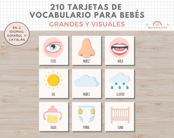 210 Flashcards Vocabulario para Bebes y Niños, Imprimible, Español, Català, Tarjetas Aprendizaje, Descarga Digital, Educación, Homeschooling