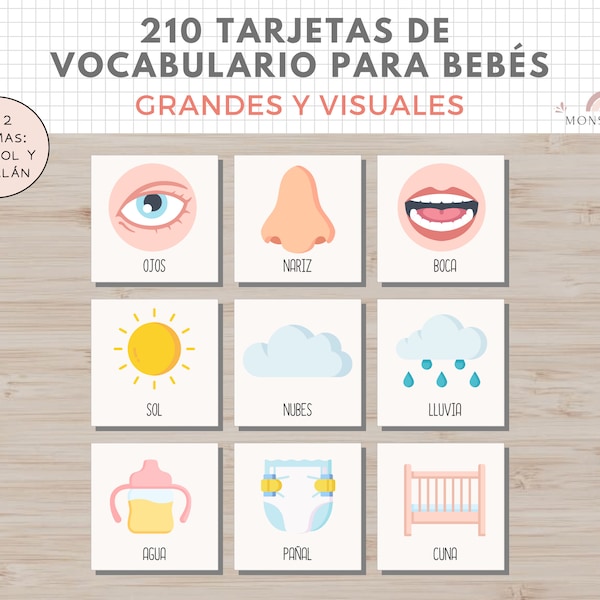 210 Flashcards Vocabulario para Bebes y Niños, Imprimible, Español, Català, Tarjetas Aprendizaje, Descarga Digital, Educación, Homeschooling