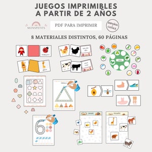 Juegos Imprimibles 2 Años, Aprendizaje Colores, Formas, Animales, Números, Educación Infantil, Descarga PDF, Español, Català, Enseignement à domicile image 1