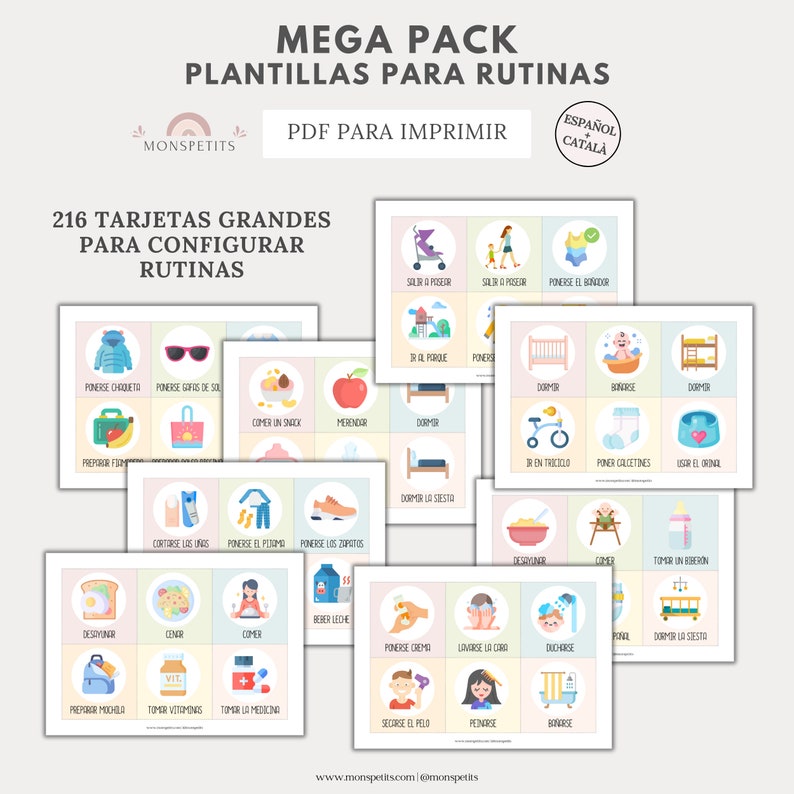Mega Pack Plantillas Rutinas Niños, Imprimible PDF, Organización Familiar, Español, Català, Descarga Digital, Educación, Homeschooling imagen 5