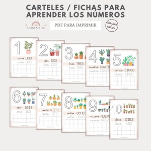 Carteles y Fichas Números, Pósters Aula, Playroom, Aprender Números Niños, Educación Infantil, Descarga PDF, Español, Català, Homeschooling imagen 2