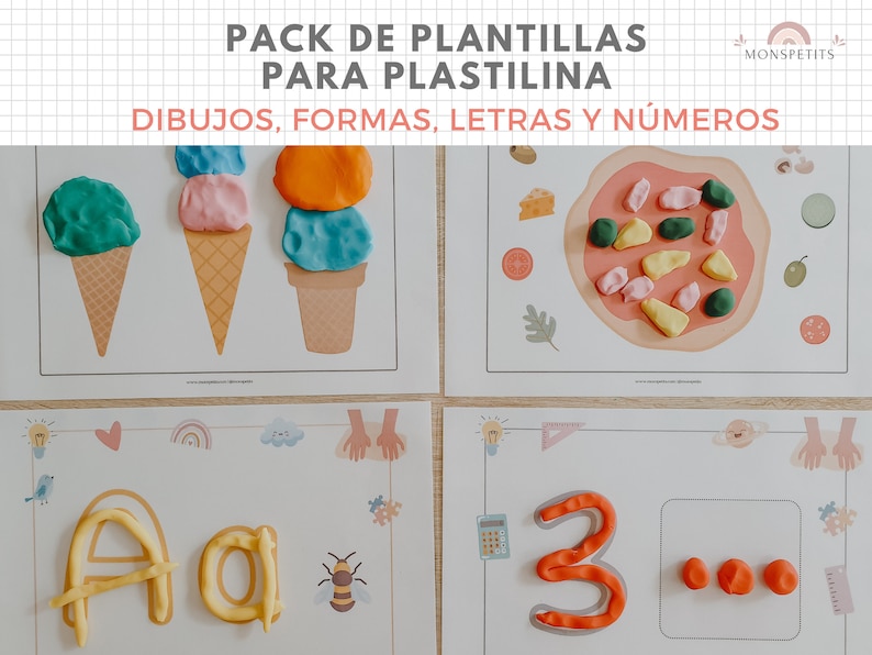 Pack Plantillas para Plastilina, Formas, Letras, Dibujos, Números, Imprimible, Español, Català, Descarga Digital, Educación, Homeschooling image 7