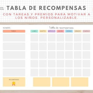 Tabla de Recompensas, Hábitos Rutinas Niños, Español, Català, Descarga Digital, Imprimible Educativo, Homeschooling, Educación, Aprendizaje imagen 2