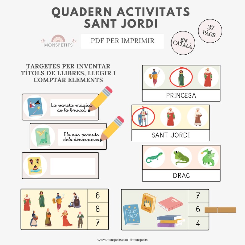 Quadern Sant Jordi Imprimible CATALÀ, Activitats Educació Infantil, Vocabulari, Lectoescriptura, Llegenda Diada, PDF Educatiu, Descarregable imagen 7