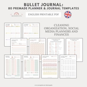 80 plantillas de diario de planificador prefabricadas, imprimibles, plantillas de seguimiento de Bullet Journal, inglés, año en píxeles, organización, descarga digital imagen 7
